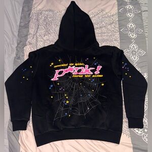 SP5DER P*NK HOODIE- BLACK- SIZE M